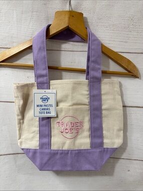 NEW Mini purple lavender pastel canvas tote bag - Trader Joe's
